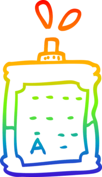 Regenbogen Gradient Linie Zeichnung von ein Karikatur Blut Taschen png