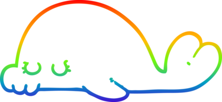 rainbow gradient line drawing of a cartoon seal png