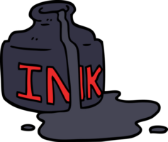 cartoon doodle spilled ink bottle png