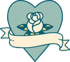 iconic tattoo style image of a heart rose and banner png