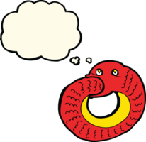 cartoon snake eating own tail with thought bubble png