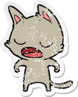 verontruste sticker van een pratende kattencartoon png