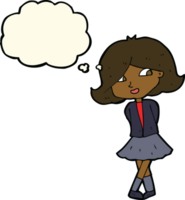 cartoon happy girl with thought bubble png