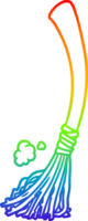 rainbow gradient line drawing of a halloween witches broom png