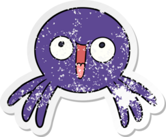 distressed sticker of a happy cartoon spider png