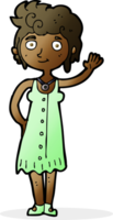 cartoon hippie woman waving png