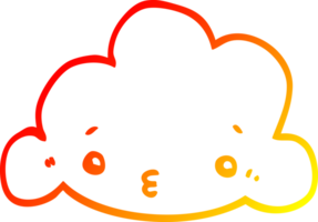 warm gradient line drawing of a cartoon cloud png