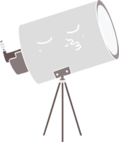 télescope de dessin animé de style plat couleur avec visage png