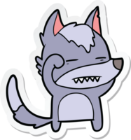 sticker of a cartoon wolf showing teeth png