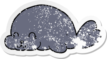 distressed sticker of a cute cartoon seal png