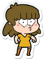 sticker of a cartoon whistling girl png