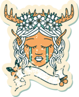 Retro Tattoo Style sad elf druid character face png