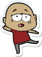 sticker of a cartoon tired bald man png