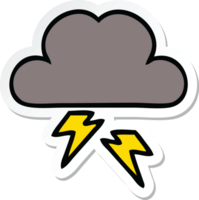 pegatina de una linda nube de tormenta de dibujos animados png