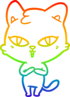 Regenbogen Gradient Linie Zeichnung von ein Karikatur Katze png