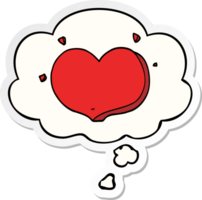 cartoon love heart with thought bubble as a printed sticker png
