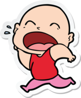 sticker of a cartoon shouting bald man png