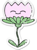 autocollant en détresse d'une jolie fleur de dessin animé png