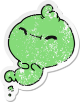 hand- getrokken verontrust sticker tekenfilm van kawaii eng geest png