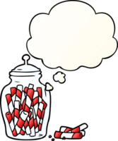 Karikatur Krug von Süßigkeiten mit habe gedacht Blase im glatt Gradient Stil png