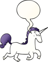 cartoon unicorn with speech bubble in smooth gradient style png
