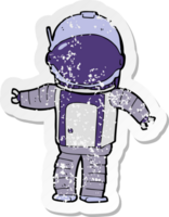 pegatina retro angustiada de un astronauta de dibujos animados png