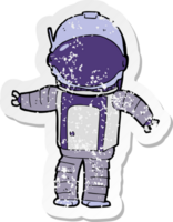 autocollant rétro en détresse d'un astronaute de dessin animé png