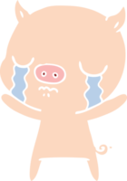Cartoon-Schwein im flachen Farbstil weint png