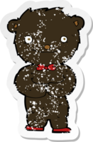 retro distressed sticker of a cartoon little black bear png