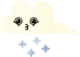 retro illustration style cartoon of a snow cloud png
