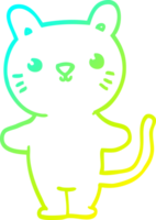 cold gradient line drawing of a cartoon cat png