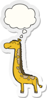 cartoon giraffe with thought bubble as a printed sticker png