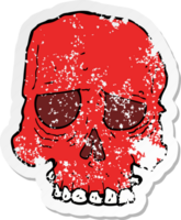 retro distressed sticker of a cartoon spooky skull png