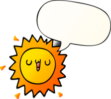 cartoon sun with speech bubble in smooth gradient style png