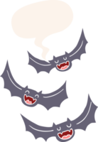 cartoon vampire bats with speech bubble in retro style png