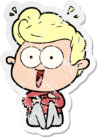 distressed sticker of a cartoon man png