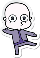 sticker of a cartoon weird bald spaceman dancing png