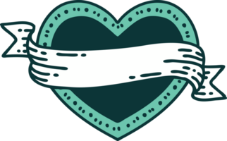 iconic tattoo style image of a heart and banner png