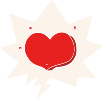 cartoon love heart with speech bubble in retro style png