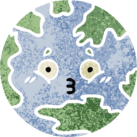 retro illustration style cartoon of a planet earth png