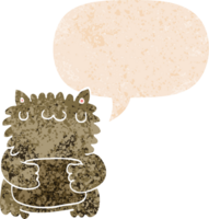 desenho animado Urso com discurso bolha dentro grunge angustiado retro texturizado estilo png