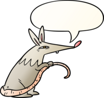 cartoon sneaky rat with speech bubble in smooth gradient style png