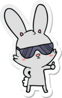 autocollant d'un lapin de dessin animé mignon portant des lunettes de soleil png