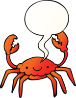 cartoon crab with speech bubble in smooth gradient style png