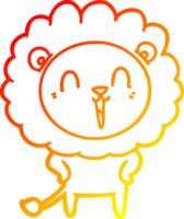 warm gradient line drawing of a laughing lion cartoon png