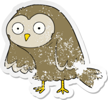 distressed sticker of a cartoon owl png