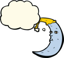 sleepy moon cartoon with thought bubble png