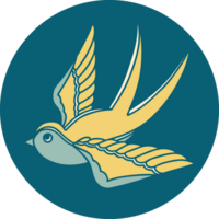 iconic tattoo style image of a swallow png