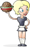 cartoon waitress serving burger png