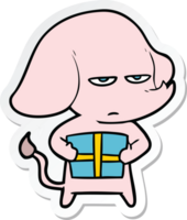 sticker of a annoyed cartoon elephant png